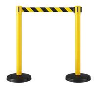 Retractable 3m Belt Barriers Twin Pack - Heavy-Duty Steel Stanchion for Queue & Crowd Control - Freestanding Durable Retractable Safety Barrier (Yellow Post, Black & Yellow Belt)