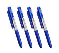 Retractable 4 in 1 Touch Screens 1.0mm Point Ball Point Pen, 4Pcs Ballpoint Pens with Styluses Tip LED Light Writing Pen Metal Styluses