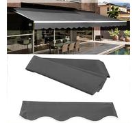 Retractable 4x3M Patio Awning Replacement Fabric -Waterproof UV Protection Sun Shade Canopy for Garden Balcony Courtyard - Gray Outdoor Shelter Cover