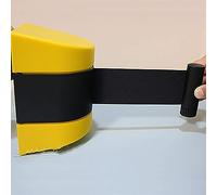 Retractable 5m Queue Barrier - Yellow & Black Wall-Mounted Safety Railing with Adjustable Belts for Offices & Public Spaces - Crowd Control Solution