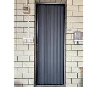 Retractable Accordion Door Screen, Folding Multifold Gate for Interior or Exterior Use, Secure Lock & Key, Customizable for Hallway or Basement, Fits 72x80in