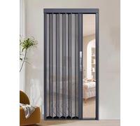 Retractable Accordion Screen Door Grey Aluminum Frame for Balcony & Bedroom Folding Metal Door with Lock 25x80in (63.5x203.2cm) Indoor & Closet Use