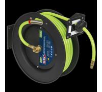 Retractable Air Hose Metal Reel 15m Ø10mm ID High-Visibility TPR Hose