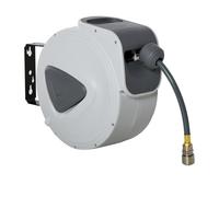 DURHAND Retractable Air Hose Reel Auto Self-Winding Wall Mounted 1/4" 15m+140cm Light Grey