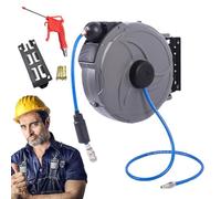Retractable Air Hose Reel - High Performance Sturdy, Modern, Portable, Industrial Air Compressor, 15m Clamping Hose | Multipurpose Outdoor Indoor Utility