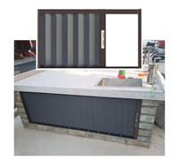 Retractable Aluminium Folding Door Screen for Outdoor Sink 12-18 Inch Gate Panel with Double-Sided Lock for Balcony Patio Bedroom (W125x38cm/49.2x15in)