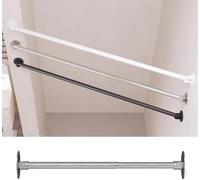 Retractable Angled Wall Closet Rod Support Bracket - Adjustable Corner Shower Curtain Rod Cut-to-Length Privacy Tube for Changing Clothes (75-115cm Silver)