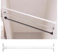 Retractable Angled Wall Closet Rod Support Bracket & Corner Shower Curtain Rod Adjustable Length 75-115cm White Perfect for Bathroom & Privacy Changing Space