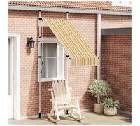 vidaXL Manual Retractable Awning 100 cm Yellow and Blue Stripes UK GF0