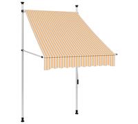Retractable Awning 100cm Orange/White PU Polyester Canopy Steel Frame Manual DIY