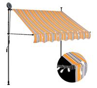 Manual Retractable Awning with LED White and Orange Outdoor Canopy vidaXL