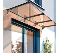 Retractable Awning 120x375cm Polycarbonate Canopy - UV Protection & Rain Shield for Doors Brown Pergola Outdoor Patio Sun Shade Cover