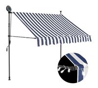 vidaXL Manual Retractable Awning With LED 150cm Blue And White, Multi