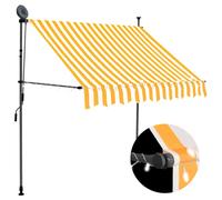 Retractable Awning 150cm White-Orange Polyester PU Coated Steel Frame Solar LED