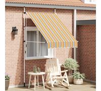 Retractable Awning 150cm Yellow/Blue Polyester PU Coated Steel Frame Manual Hand