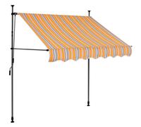 Retractable Awning 200 cm Yellow Blue Polyester PU Coated Steel Frame Manual LED
