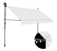 Retractable Awning 250 cm Blue White Polyester Coating Steel Frame Manual LED UV