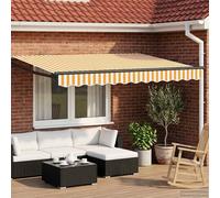 Retractable Awning 3.5 x 2.5 m Orange White Anthracite Solar LED AluSteel Frame