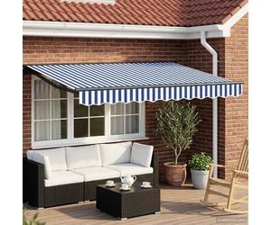 Retractable Awning 3.50x2m Blue/White/Anthracite Polyester PU Coated LED Manual
