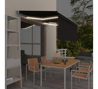 Retractable awning 3.5x2.5m anthracite powder-coated aluminium blue/white blind