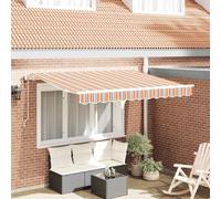 Retractable Awning 3.5x2m Blue & Orange Polyester Aluminium Outdoor Shade Cover