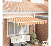 Retractable Awning 3.5x2m Yellow Orange Fabric Manual UV Water-Resistant Shade
