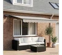Retractable Awning 3 x 2.5 m Light Grey White Polyester PU Anthracite LED Remote