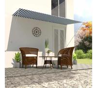 vidaXL Retractable Awning 300x150cm Blue and White Canopy Shade Sun Screen