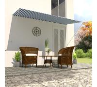vidaXL Retractable Awning 300x150cm Blue and White Canopy Shade Sun Screen