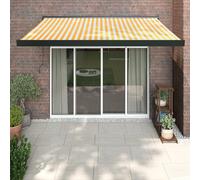 Retractable Awning 300x250 cm Yellow & Black Polyester Fabric Aluminium Powdered