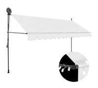 Retractable Awning 350cm Cream Polyester PU Coating Steel Frame Manual Solar LED