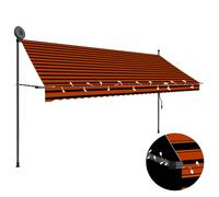 Retractable Awning 350cm Orange Brown Polyester PU Coated Steel Frame LED Manual