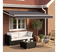 Retractable Awning 3x2.5m Anthracite White Polyester PU LEDs Manual Crank Frame