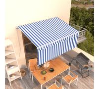 Retractable Awning 3x2.5m Blue White Polyester PU Coated Aluminium Frame Manual