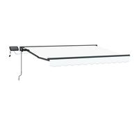 Retractable awning 3x2.5m White polyester PU Anthracite frame LEDs semi-cassette