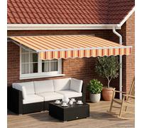Retractable Awning 3x2.5m Yellow Polyester PU Coating White Frame LEDs ManualHD