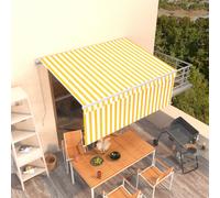 Retractable Awning 3x2.5m Yellow/White Polyester PU Coated Alu Frame Hand Crank