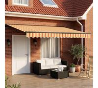 Retractable Awning 4.5 x 3.5 m Anthracite Frame Yellow Orange Polyester LED Semi
