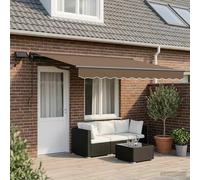 Retractable Awning 4.5x3m Taupe Polyester PU Coating Anthracite Frame LED Manual
