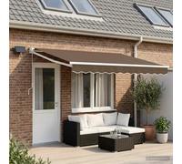 Retractable Awning 4.5x3m Taupe Polyester Weatherproof with Solar LEDs Alu Frame