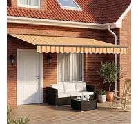 Retractable Awning 4.5x3m Yellow Orange Anthracite Polyester PU LED Lights Arms