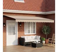 Retractable Awning 4 x 3 m Beige Anthracite Polyester PU Coated Alum LED Manual