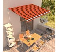 Retractable Awning 400x300cm - Hand Operated UV Resistant PolyesterPowder Coated Aluminium Frame Wall Mounted Sunshade for Garden Balcony Patio - Orange Brown