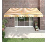 Retractable Awning 4x Yellow & White Motorized/Manual UV Protection Fabric & Aluminum Ideal for Balcony Patio Outdoor Shade Solution