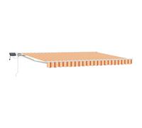 Retractable Awning 4x3 m Yellow & Orange Polyester PU Coated White Frame w/LEDs