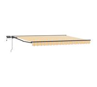 Retractable Awning 4x3 m Yellow White Polyester PU Anthracite Frame LEDs Manual