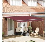 Retractable Awning 4x3m Burgundy Fabric Manual Water-Resistant Outdoor Shade