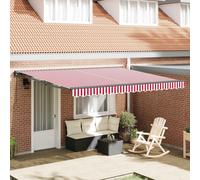 Retractable awning 4x3m Red & White Aluminium & Fabric Wall-Mounted Manual/RC