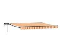 Retractable Awning 4x3m Yellow/Orange Poly PU Anthracite Frame LED Semi-Cassette