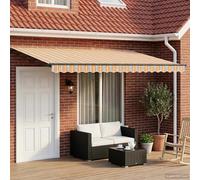 Retractable Awning 5 x 3 m Blue Orange Anthracite Polyester ALU Frame LED Solar